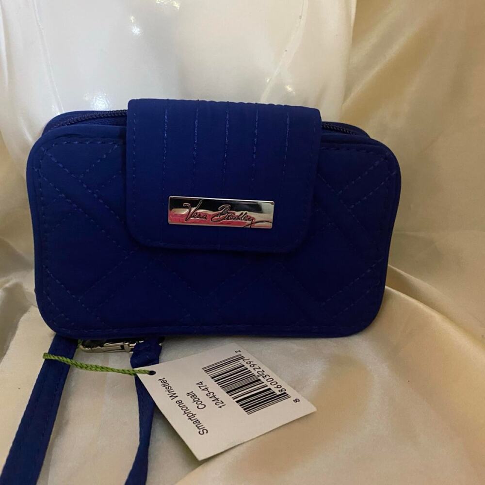 NWT Retired Vera Bradley Cobalt Blue Turn Lock Smartphone Wristlet Wallet